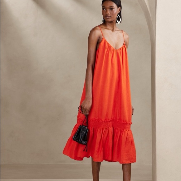 Banana Republic Bold Orange Midi Dress - Picture 1 of 2